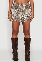 Womens Hunter Camo Print Zip Cargo Pocket Skirt, Multi, Size XL