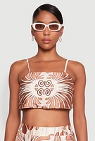 Womens Spoon Jeans Satin Square Neck Tie Back Crop Top,