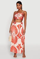 Womens Spoon Jeans Satin Printed Maxi Skirt, Multi, Size L