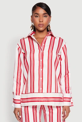 Womens Spoon Jeans Button Front Shirt, Red, Size L