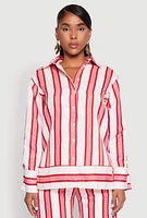 Womens Spoon Jeans Button Front Shirt, Red, Size L