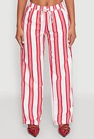 Womens Spoon Jeans Drawstring Wide Leg Pants, Red, Size S