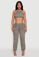 Womens Spoon Jeans Gauze Knit Tie Back Cropped Halter Top, M
