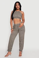 Womens Spoon Jeans Gauze Knit Tie Back Cropped Halter Top, M