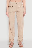 Womens Spoon Jeans Gauze Knit Cargo Joggers, Khaki,