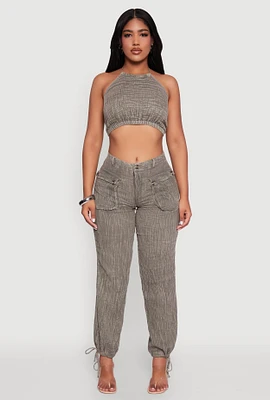 Womens Spoon Jeans Gauze Knit Cargo Joggers,