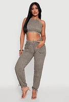 Womens Spoon Jeans Gauze Knit Cargo Joggers,