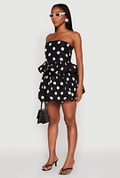 Womens Spoon Jeans Bubble Hem Polka Dot Crop Top, Black,