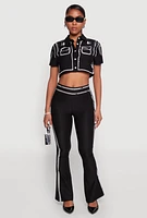 Womens 2D Optical Illusion Cropped Shirt, Black, Size M