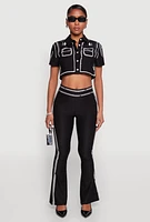 Womens 2D Optical Illusion Cropped Shirt, Black, Size M