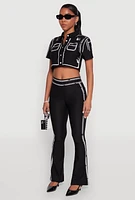 Womens 2D Optical Illusion Cropped Shirt, Black, Size M