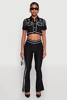Womens 2D Optical Illusion Flare Pants, Black, Size L