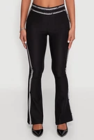 Womens 2D Optical Illusion Flare Pants, Black, Size L