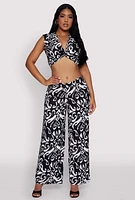 Womens Spoon Jeans Printed Pattern Palazzo Pants, Multi, Size M