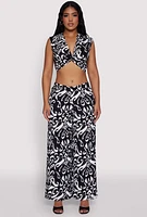 Womens Spoon Jeans Printed Pattern Palazzo Pants, Multi, Size M