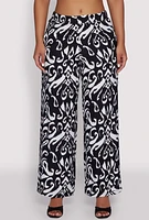 Womens Spoon Jeans Printed Pattern Palazzo Pants, Multi, Size M
