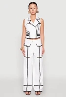 Womens Contrast Trim Blazer Vest, White, Size M
