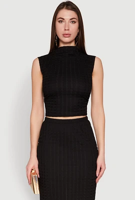 Womens Ruched Funnel Neck Sleeveless Top, Black, Size XL