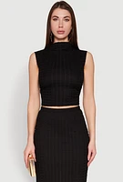 Womens Ruched Funnel Neck Sleeveless Top, Black, Size XL