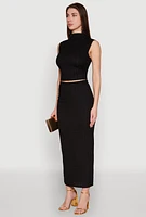 Womens Ruched Funnel Neck Sleeveless Top, Black, Size XL