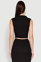 Womens Ruched Funnel Neck Sleeveless Top, Black, Size XL