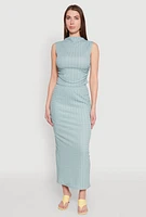 Womens Ruched Funnel Neck Sleeveless Top,