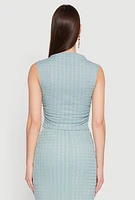 Womens Ruched Funnel Neck Sleeveless Top, L