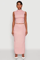Womens Ruched Funnel Neck Sleeveless Top, Pink, Size M