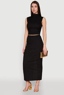 Womens Textured Knit High Waisted Maxi Skirt,