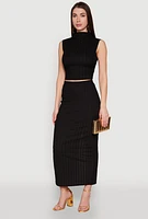 Womens Textured Knit High Waisted Maxi Skirt,