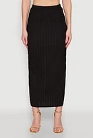 Womens Textured Knit High Waisted Maxi Skirt,