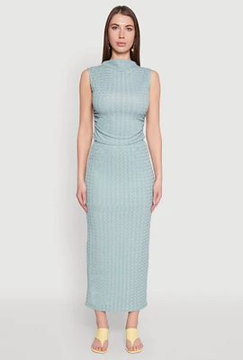 Womens Textured Knit High Waisted Maxi Skirt,