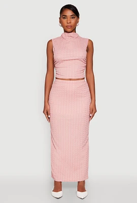 Womens Textured Knit High Waisted Maxi Skirt,