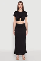 Womens O Ring Metallic Detail Maxi Skirt,