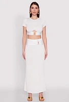 Womens O Ring Metallic Detail Maxi Skirt, White, Size XL