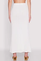 Womens O Ring Metallic Detail Maxi Skirt, White, Size XL