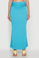 Womens O Ring Metallic Detail Maxi Skirt, Blue, Size L