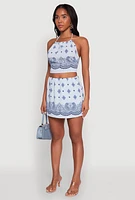 Womens Bandana Print Cropped Halter Top,