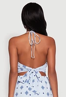 Womens Bandana Print Cropped Halter Top,