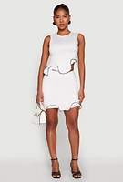 Womens Wave Structured Sleeveless Crop Top, White, Size L
