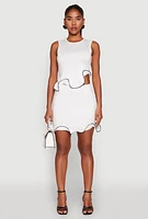 Womens Wave Structured Sleeveless Crop Top, White, Size L