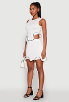Womens Wave Structured Sleeveless Crop Top, White, Size L
