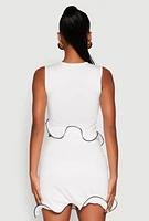 Womens Wave Structured Sleeveless Crop Top, White, Size L