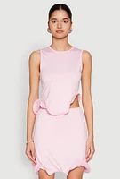 Womens Wave Structured Sleeveless Crop Top, Pink, Size L