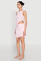 Womens Wave Structured Sleeveless Crop Top, Pink, Size L