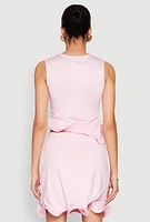 Womens Wave Structured Sleeveless Crop Top, Pink, Size L