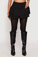 Womens Crepe Knit High Waisted Tiered Skort,