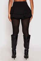 Womens Crepe Knit High Waisted Tiered Skort,