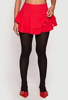 Womens Crepe Knit High Waisted Tiered Skort, Red, Size L
