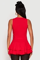 Womens Crepe Knit Button Front Vest, Red, Size M